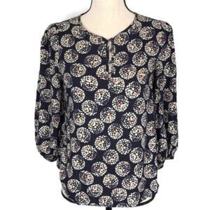 ANTHROPOLOGIE Maeve Blouse Navy Confetti Ball Button Down Top 24361206 Sz 0